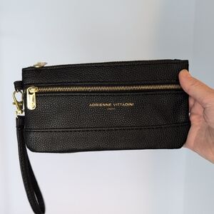 Adrienne Vittadini Black Clutch with Gold Zipper